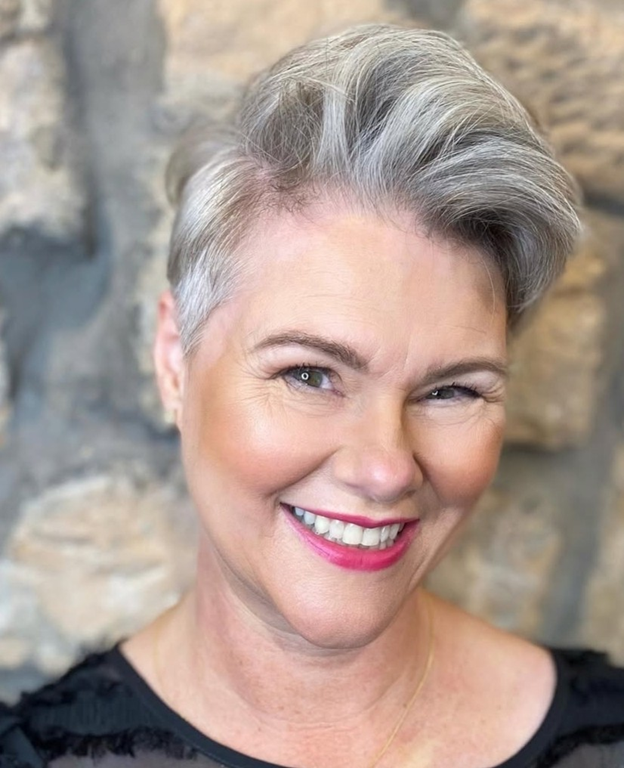 A textured, high-volume pixie cut