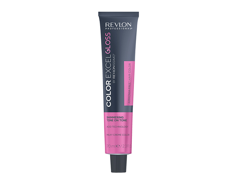 A tube of color excel gloss by Revlonissimo™, a hair toner that you can use after any blonding service