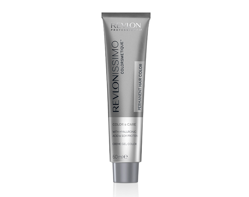 A tube of the new revlonissimo colorsmetique, formulated with cosmetic ingredients by Revlon Professional®